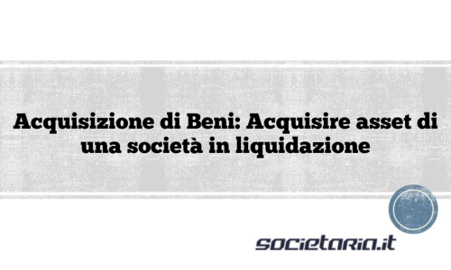 Acquisizione di Beni: Acquisire asset di una società in liquidazione