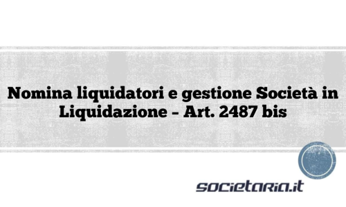 Nomina liquidatori e gestione Società in Liquidazione – Art. 2487 bis